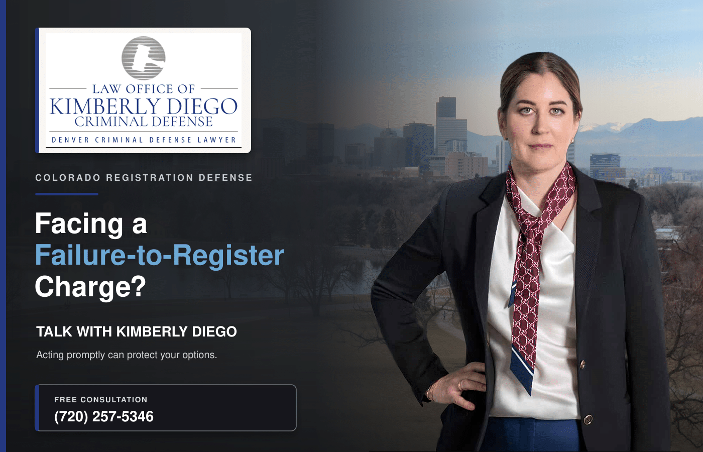 Colorado criminal defense attorney Kimberly Diego for a failure-to-register charge