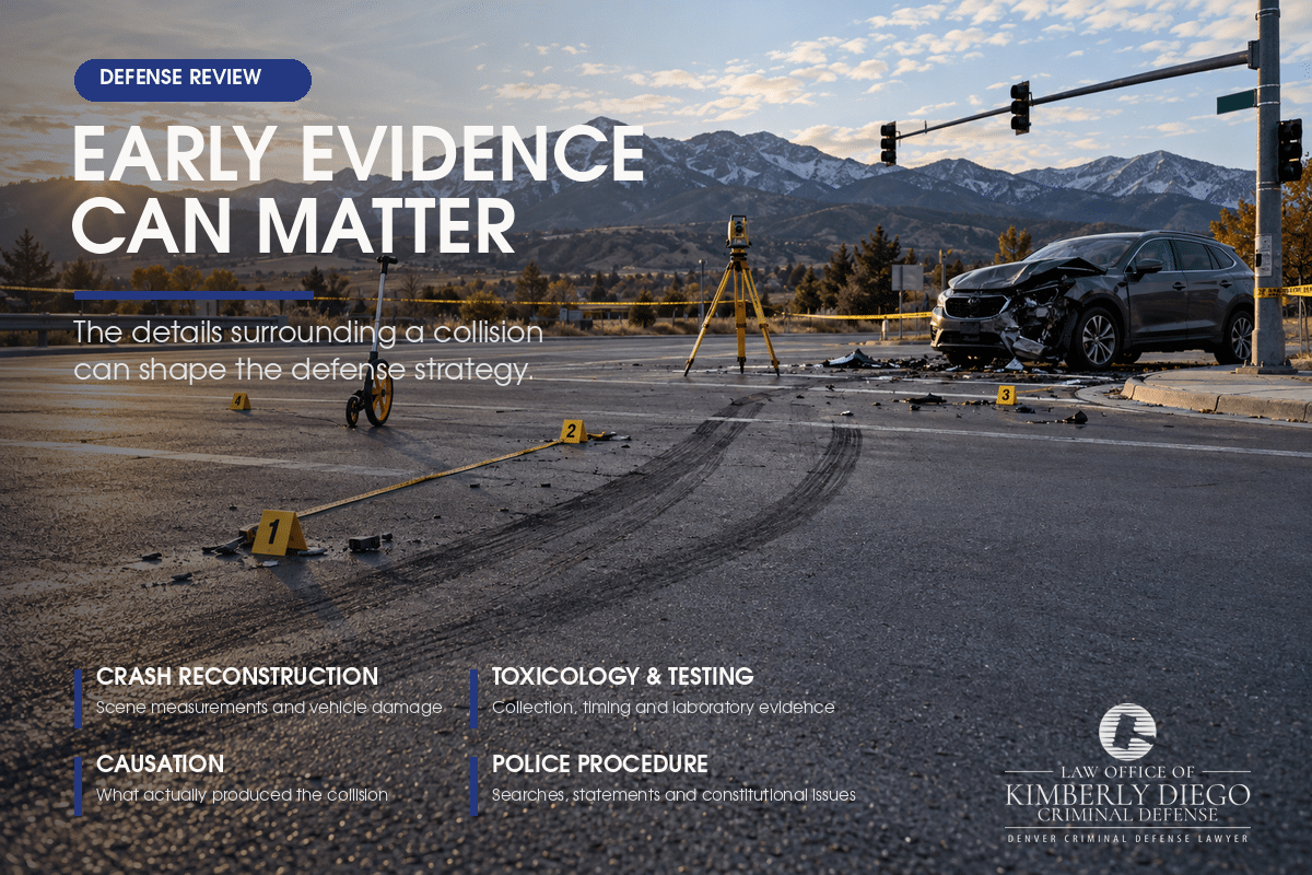 Crash reconstruction evidence reviewed in a Colorado vehicular homicide defense